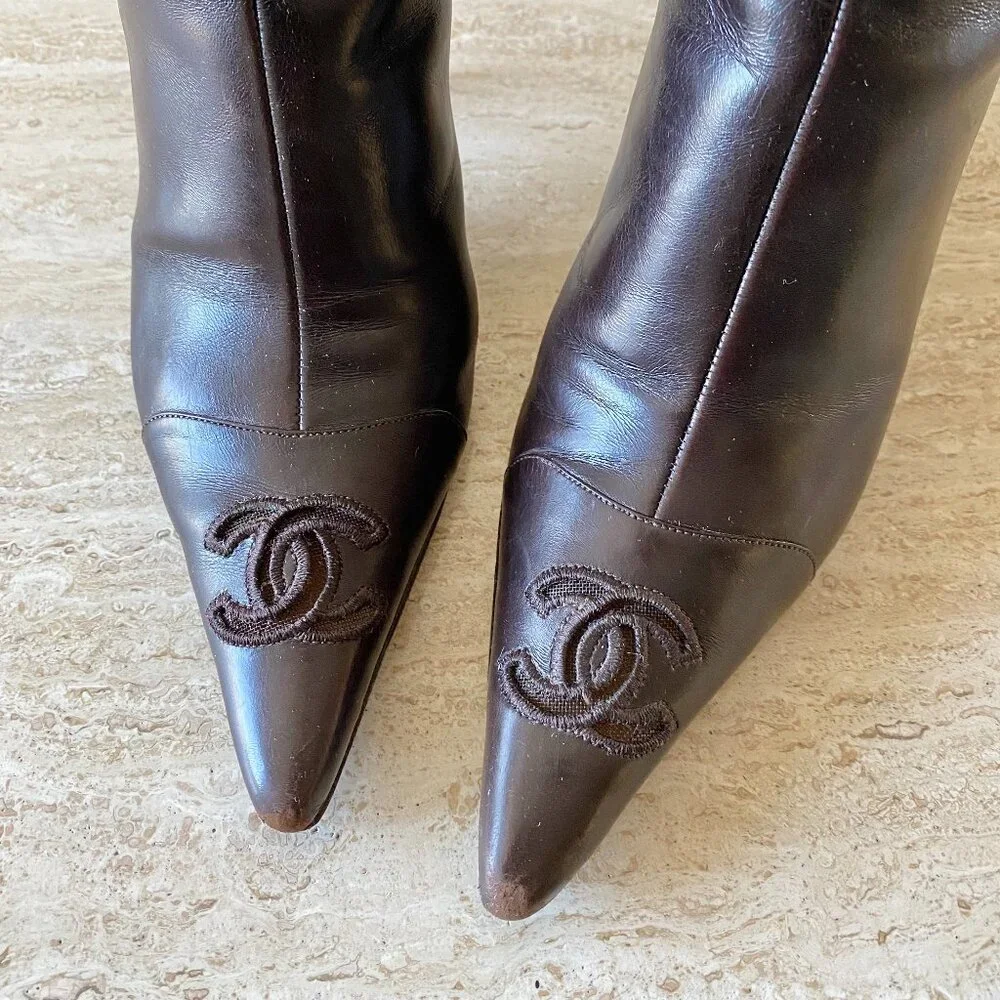 Vintage Chanel Mesh CC Ankle Boots - Picture 6 of 9